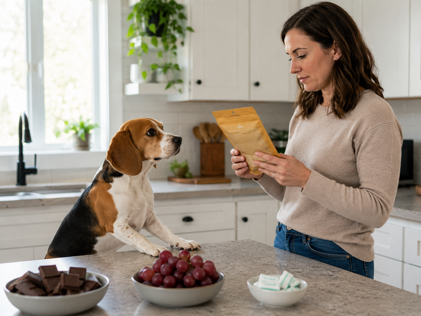 Dog using measured food in a supervised puzzle rather than receiving unlimited extra treats