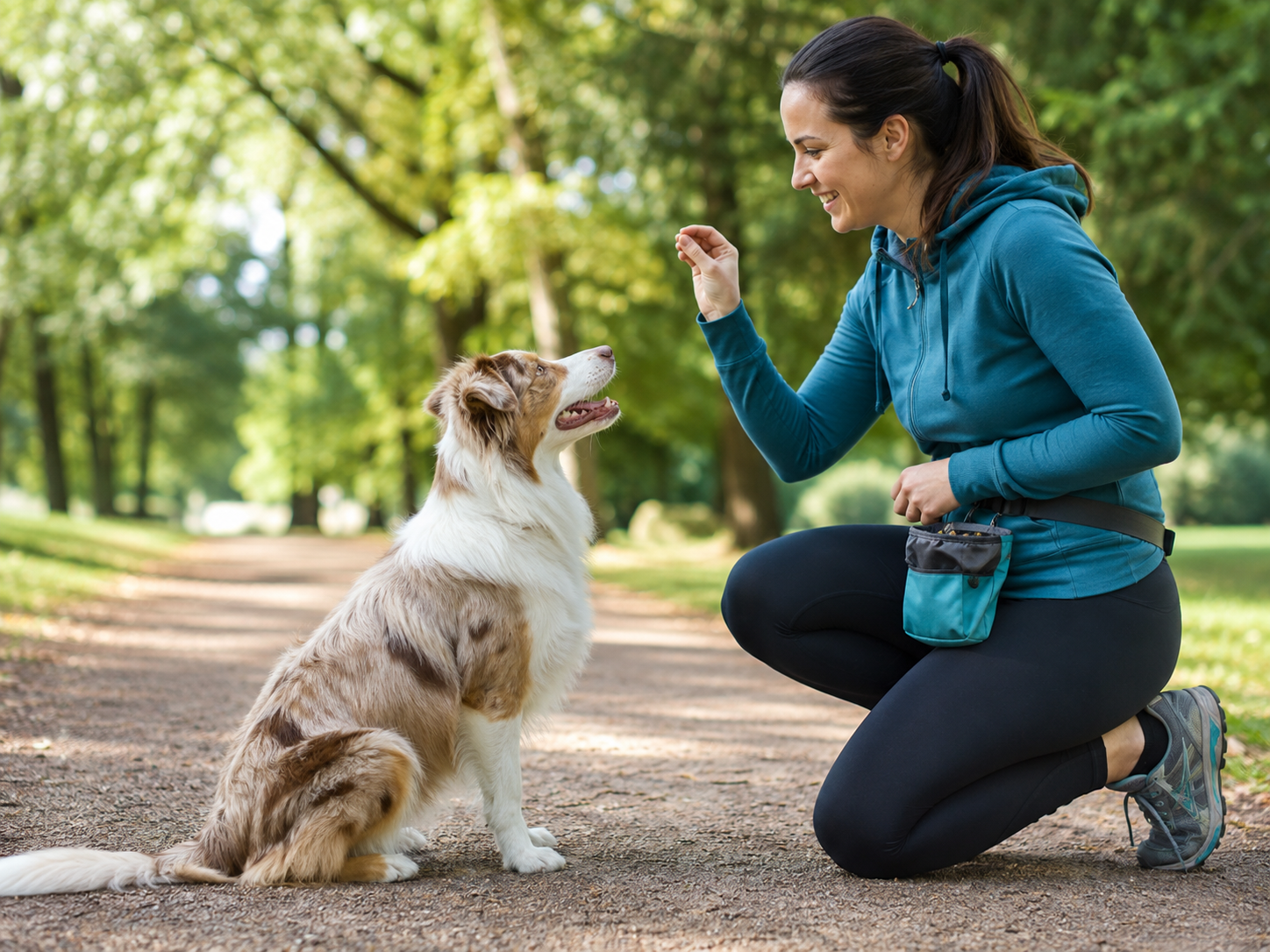 Dog owner reading a food label before sharing a snack with a dog