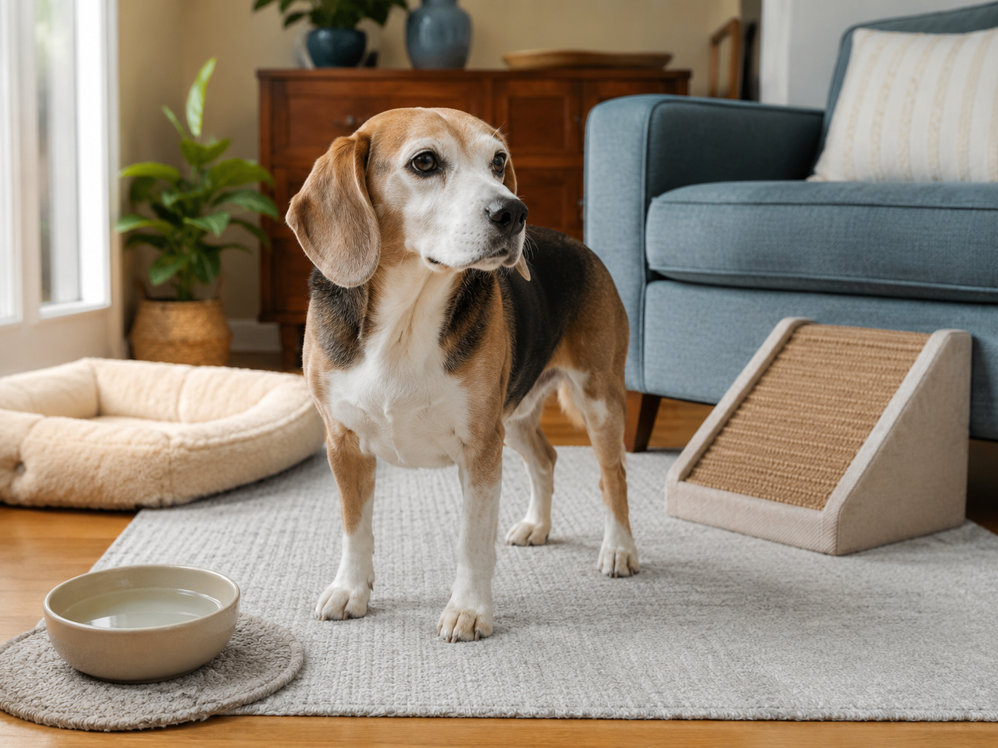 Senior dog receiving a gentle grooming and body check from its owner
