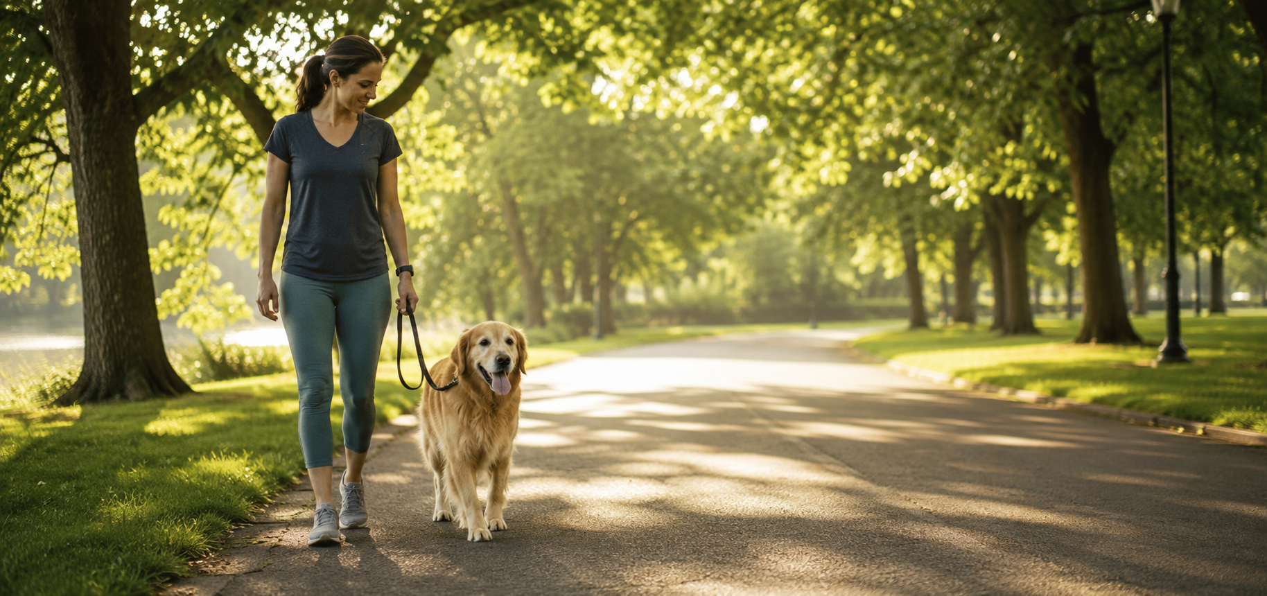 Dog owner protecting a dog from hot pavement and excessive summer heat