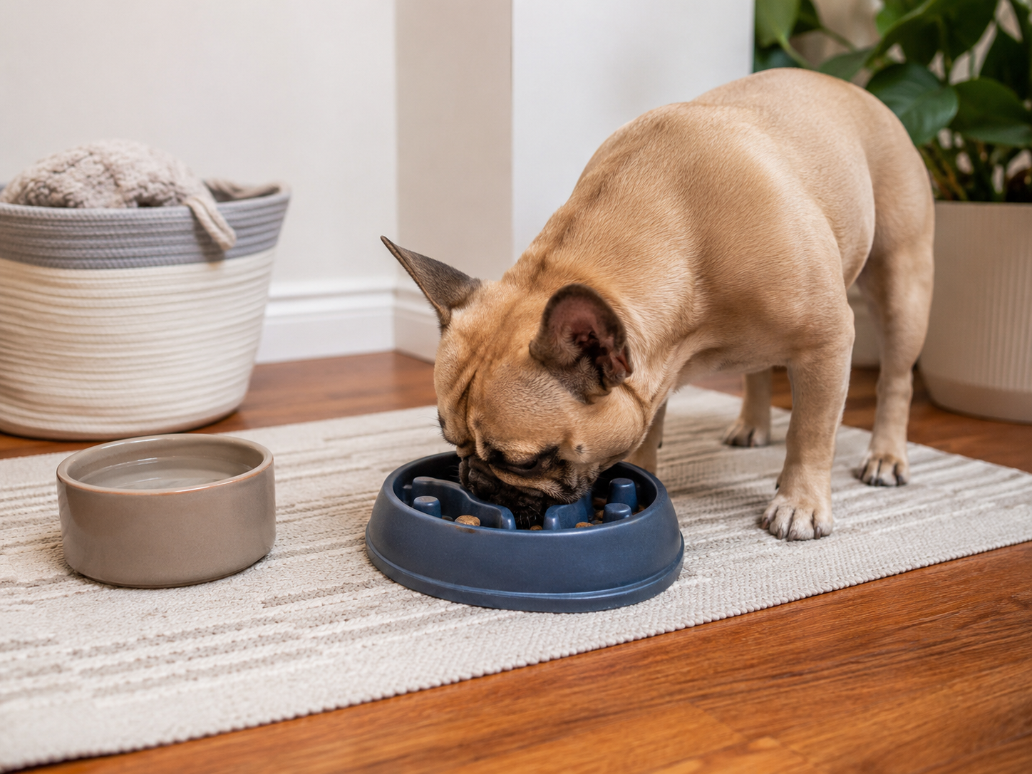 Dog food being measured before a scheduled meal
